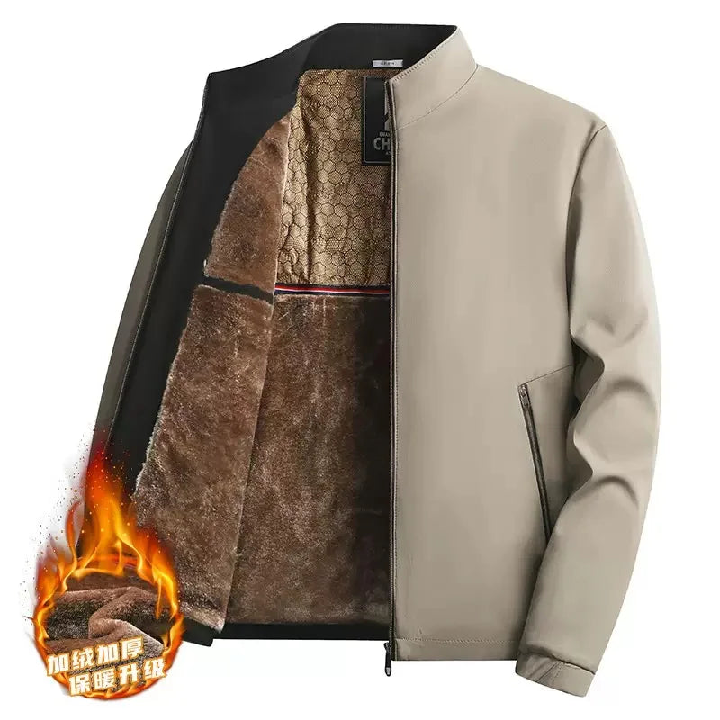 Winter New Fashionable Solid Color Plus Velvet Thick Warm Windproof Jacket for Men's Casual Loose Sports Large Size Jacket L-4XL