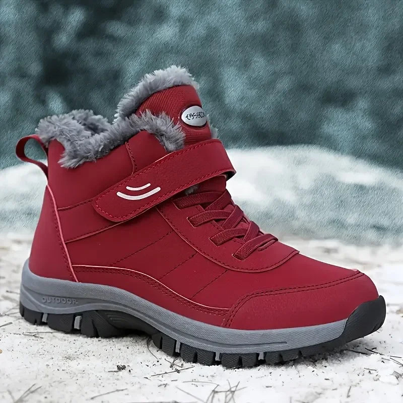 Winter Snow Boots Women Shoes Warm Breathable Hiking Shoes Women Anti-slip Flat Bottom Ankle Boots Short Plush Men Shoes Women