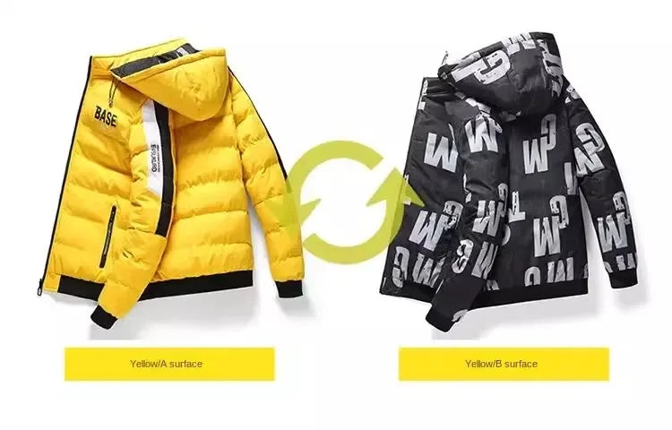 Men Autumn Winter Cotton Jacket Warm Comfortable Padded Thickened Down Jacket 2025 New Double-Sided Clothes Removable Cap M-6XL