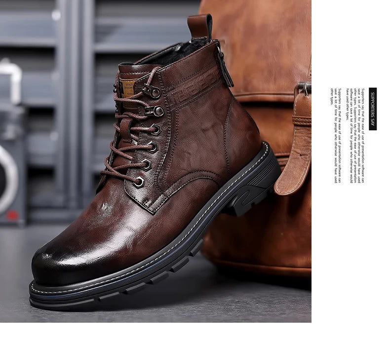 Leather Shoes Loafers Soft and Comfortable Ankle Boots Shoes for Men Wear-resistant All-match Mid-top Work Wear Fashion New