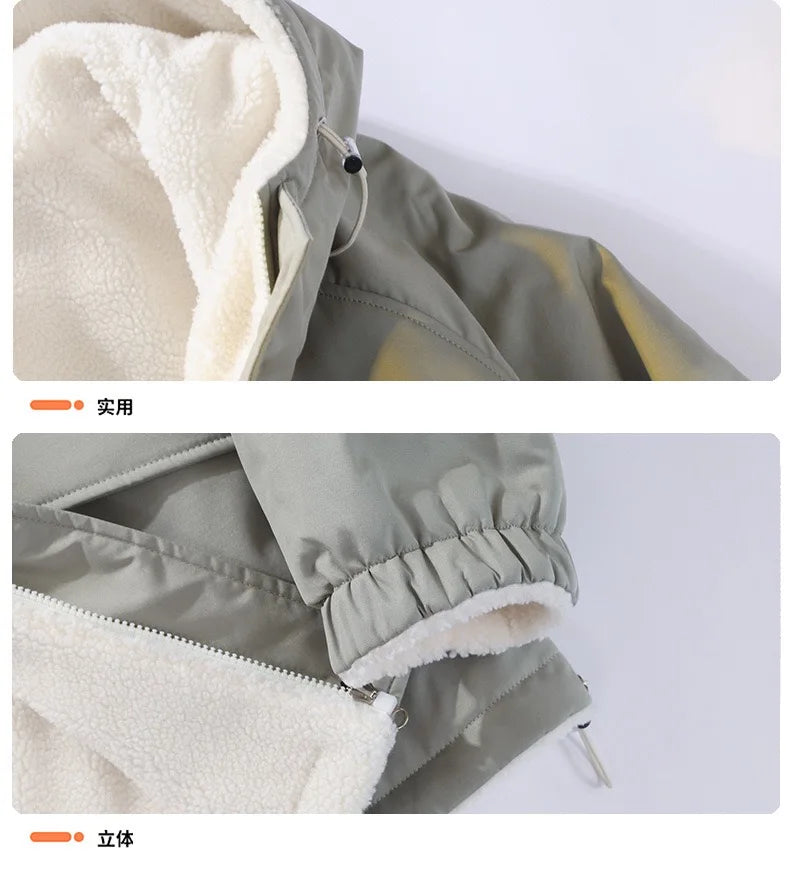 Winter Fashion Trend With Thick Fleece and Warm Hooded Jacket For Men's Casual Loose Sports Plus Large Size High-Quality Jacket