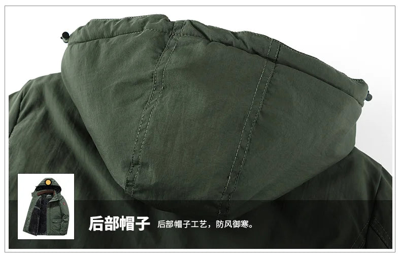 Winter Thicken Warm Men's Winter Jackets Casual Zipper Up Fleece Lining Jacket Windproof Thermal Parka Coat Outwear Clothing