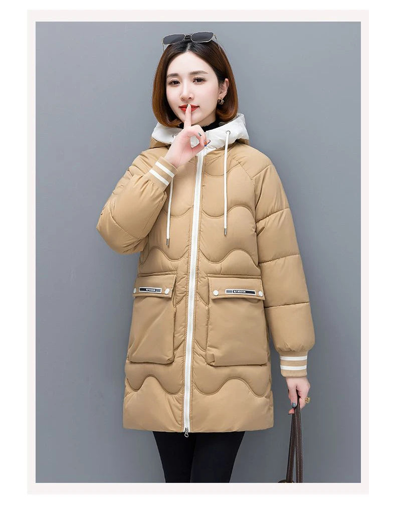 Long Winter Jacket Women Down Cotton Coats 2024 New Cotton Padded Puffer Parka Coat Women Hooded Outwear Thicken Warm Jacket 4XL
