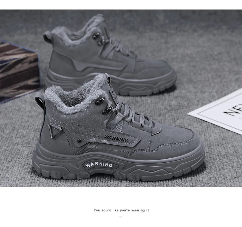 Men's boots winter new warm and velvet cotton boots non-slip comfortable casual boots fashion youth Joker outdoor high-top boots