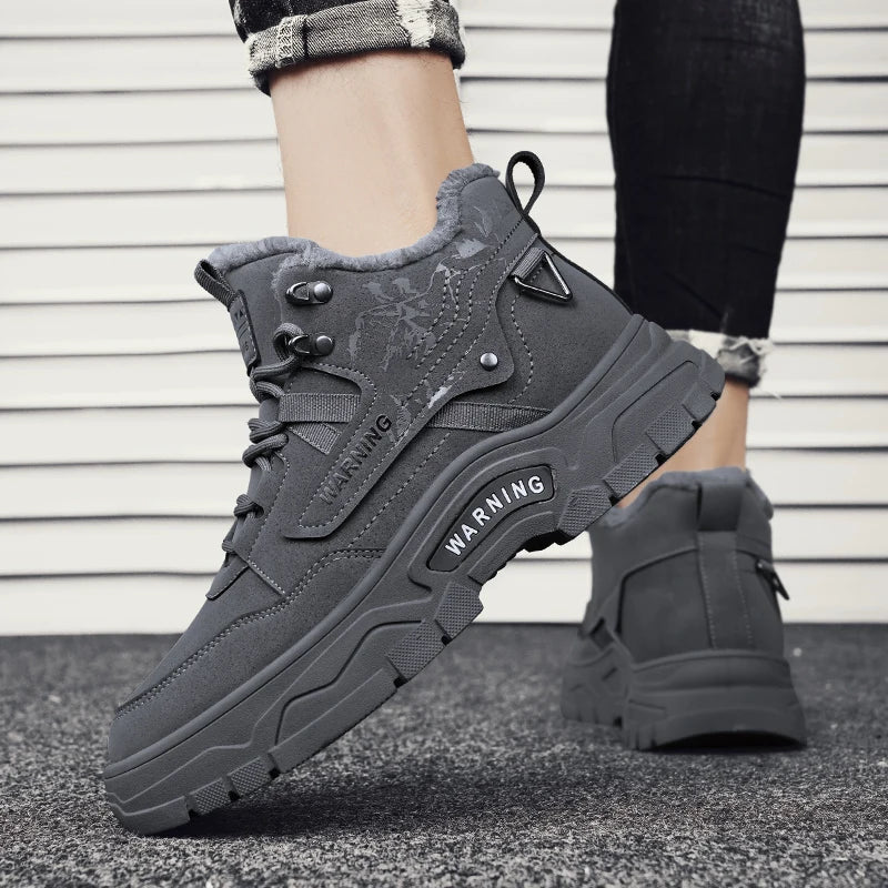 Men's boots winter new warm and velvet cotton boots non-slip comfortable casual boots fashion youth Joker outdoor high-top boots