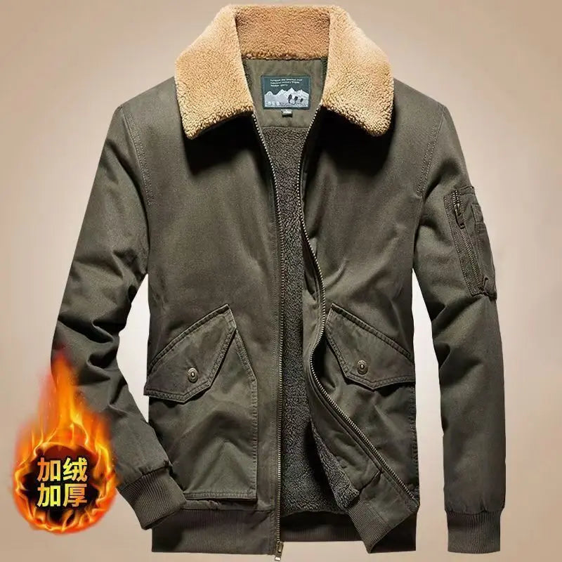 Winter Men's Cargo Jacket Men High-quality Lamb Cashmere Jackets Thickened Warm Coat Fashion Casual Jackets Men Fleece Clothing