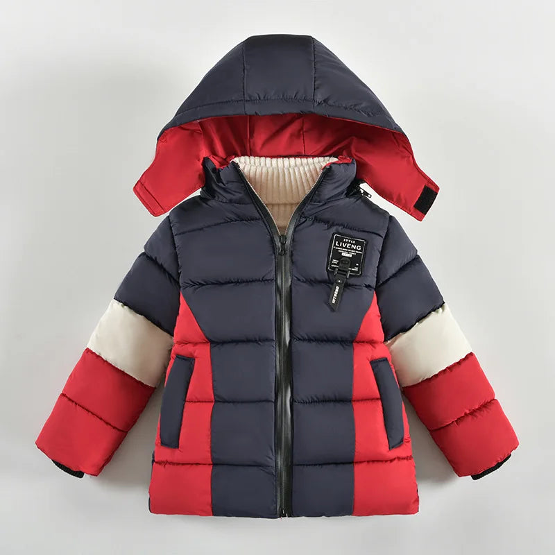 Boys' Letter Print Hooded Winter Coat