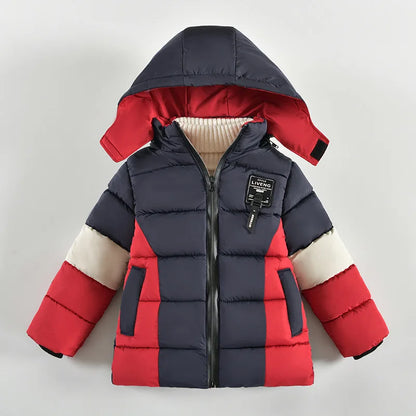 Boys' Letter Print Hooded Winter Coat
