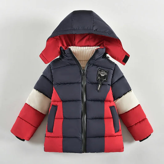 Boys' Letter Print Hooded Winter Coat