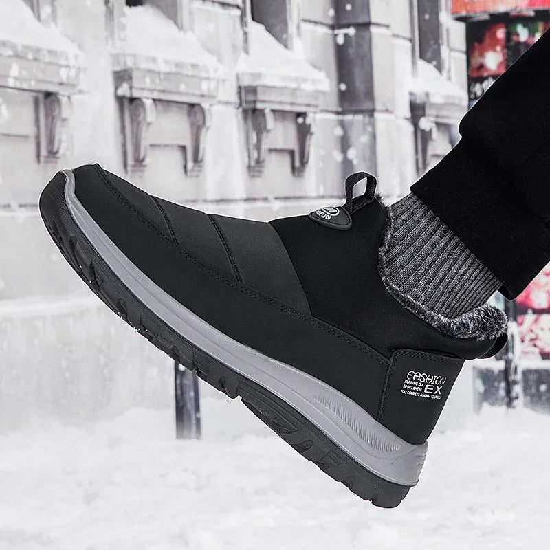 Men Boots Waterproof Winter Lightweight Snow Boots Thick Warm Fur Men Shoes Plus Size Unisex Ankle Boots Slip On Casual Shoes