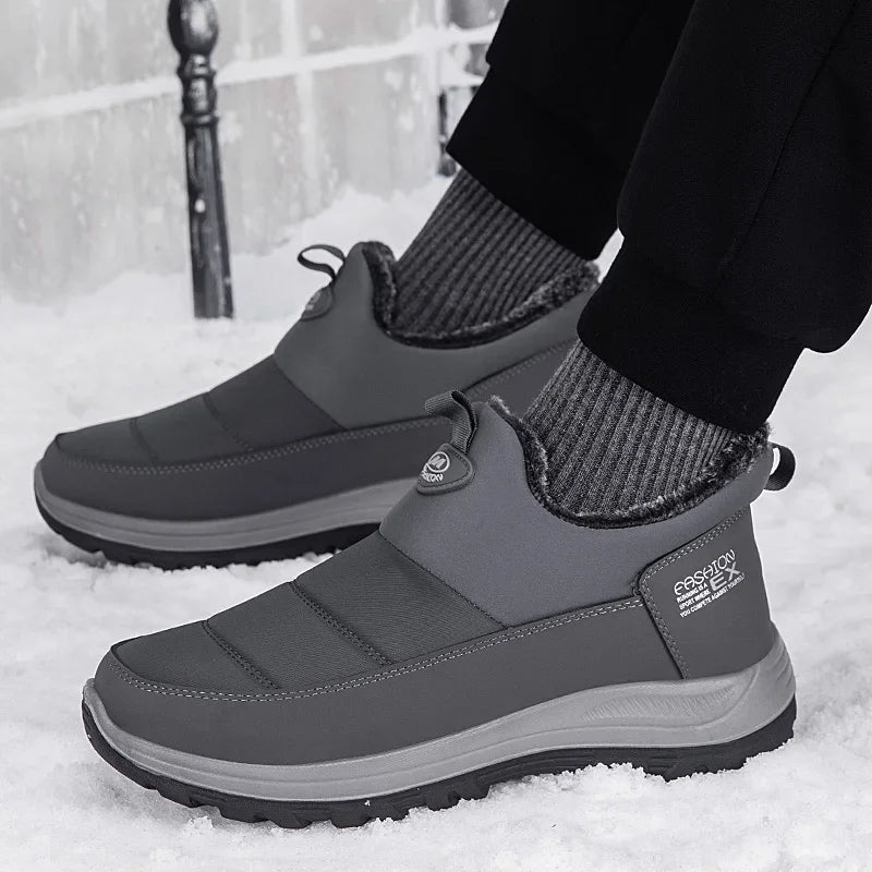Men Boots Waterproof Winter Lightweight Snow Boots Thick Warm Fur Men Shoes Plus Size Unisex Ankle Boots Slip On Casual Shoes
