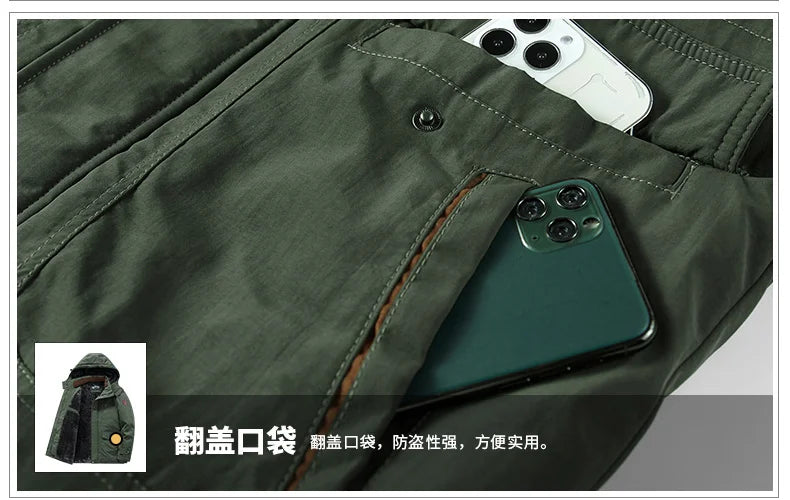 Winter Thicken Warm Men's Winter Jackets Casual Zipper Up Fleece Lining Jacket Windproof Thermal Parka Coat Outwear Clothing