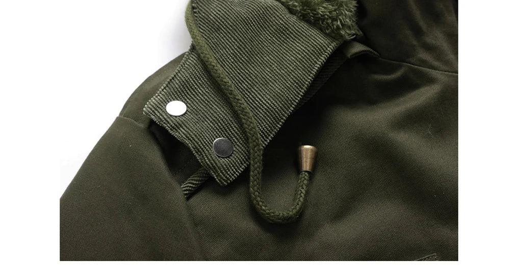 Winter Men's Warm Padded Jackets Fashion Men Fleece Lined Thermal Hooded Coats Men Mountain Ski Windbreaker Jackets Clothing