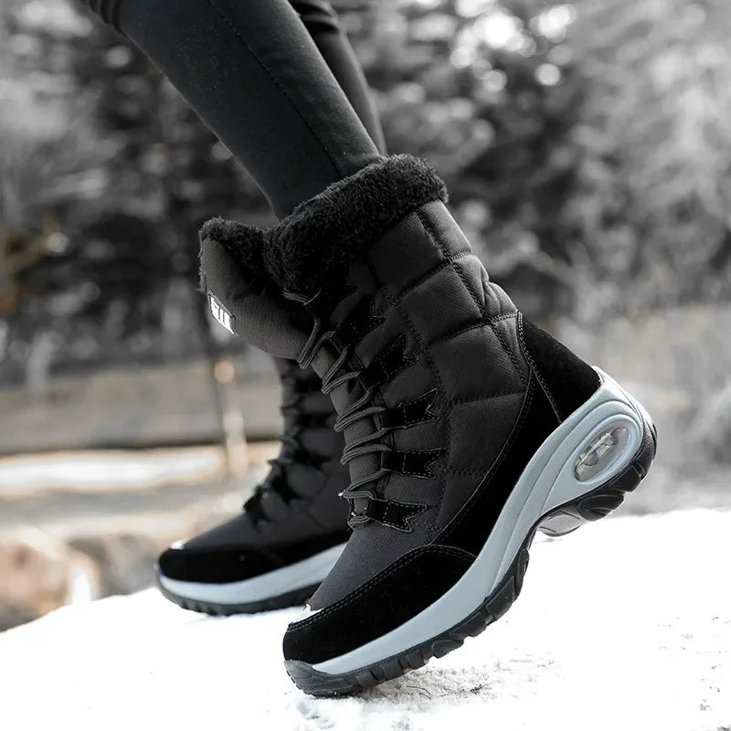 Winter Hiking Boots Shoes for Women Platform Fur Warm Snow Boots Waterproof Slip on Women Comfortable Outdoor Ankle Boots Winter