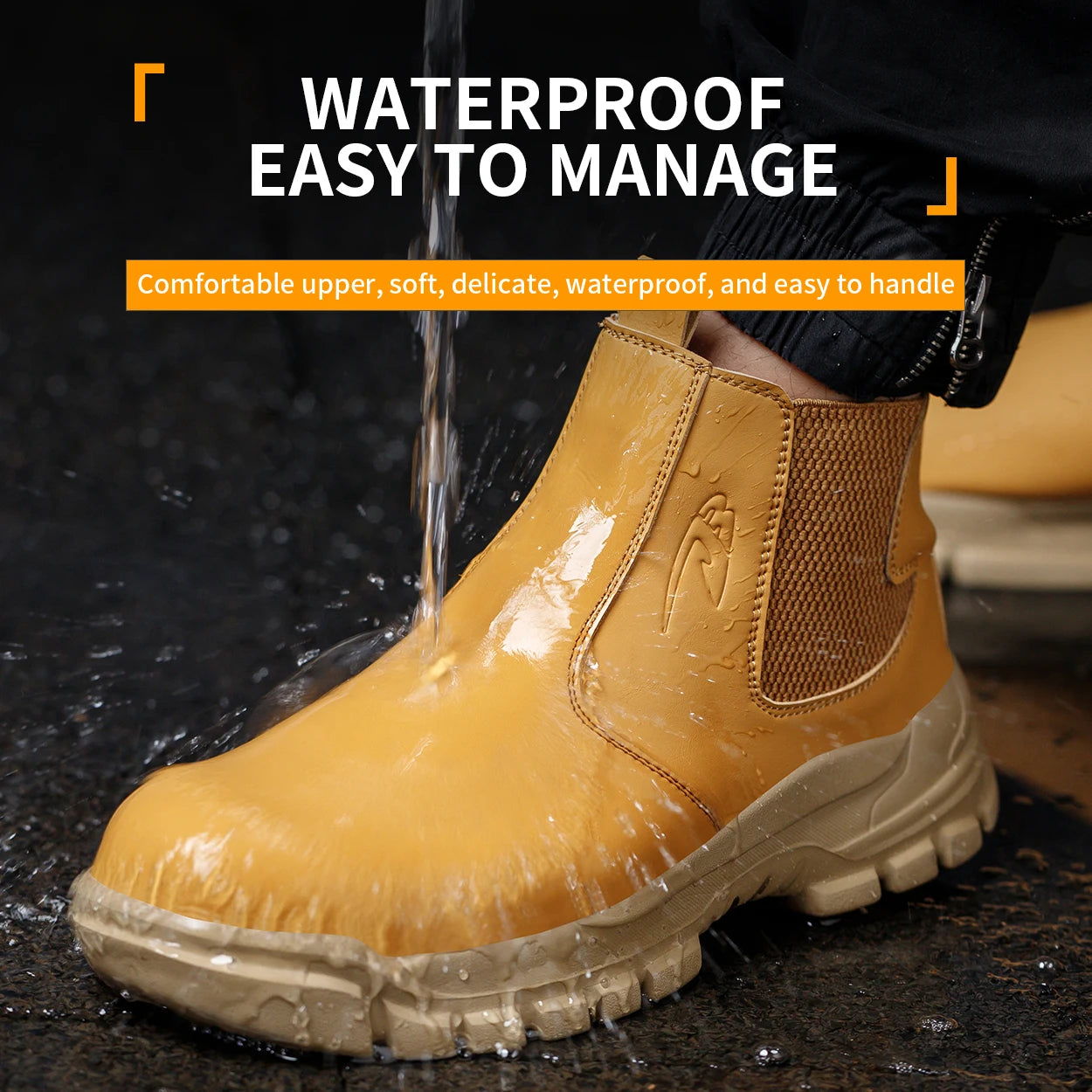 Water Proof Safety Work Shoes For Men Steel Head Leather Boots Male Footwear Indestructible Construction Work Shoes Brown