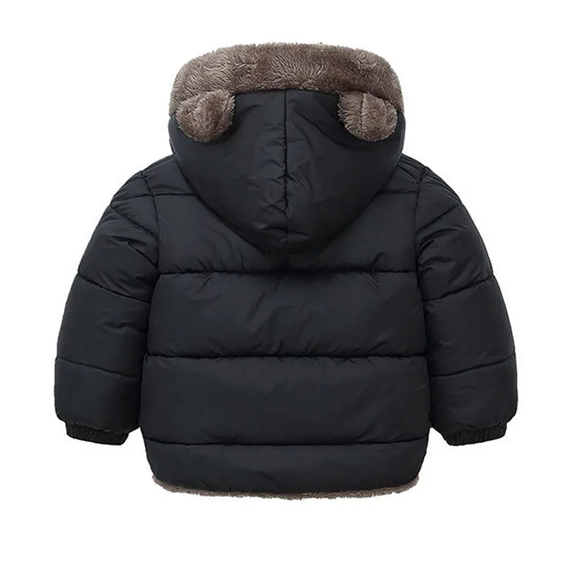 Boys Girls Thick Jackets Winter Kids Padded Fleece Warm Coats Children Hooded Cotton Outerwear Kids Clothes Cashmere Snowsuit