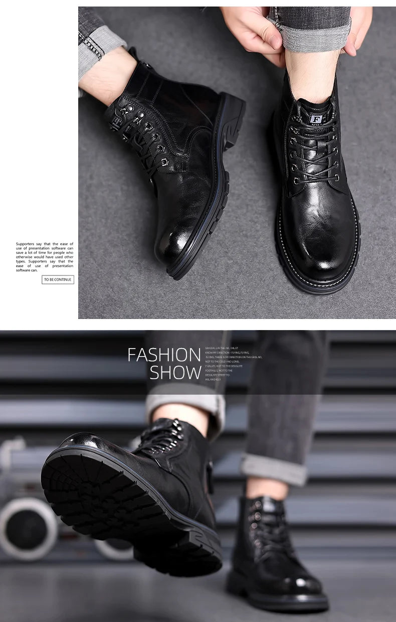 Leather Shoes Loafers Soft and Comfortable Ankle Boots Shoes for Men Wear-resistant All-match Mid-top Work Wear Fashion New