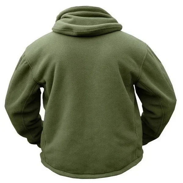 Winter Fleece Jacket Men's Military Tactical Jacket Solid Warm Fleece Coats with Hat Outdoor Sports Combat Hiking Polar Jacket