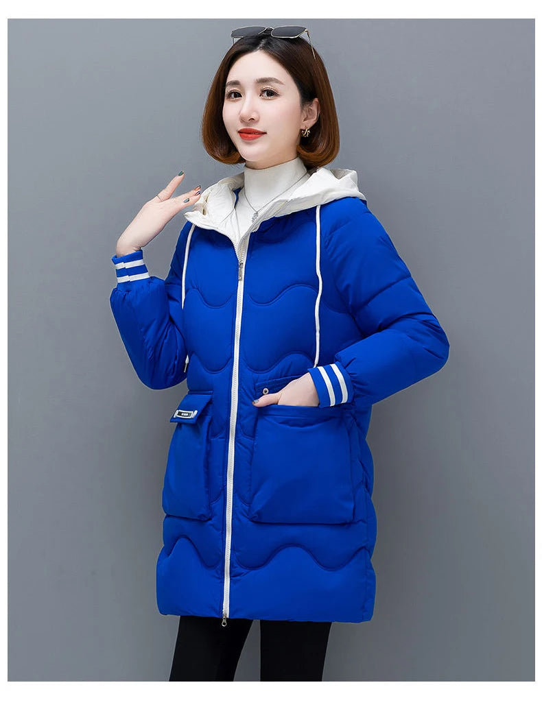 Long Winter Jacket Women Down Cotton Coats 2024 New Cotton Padded Puffer Parka Coat Women Hooded Outwear Thicken Warm Jacket 4XL