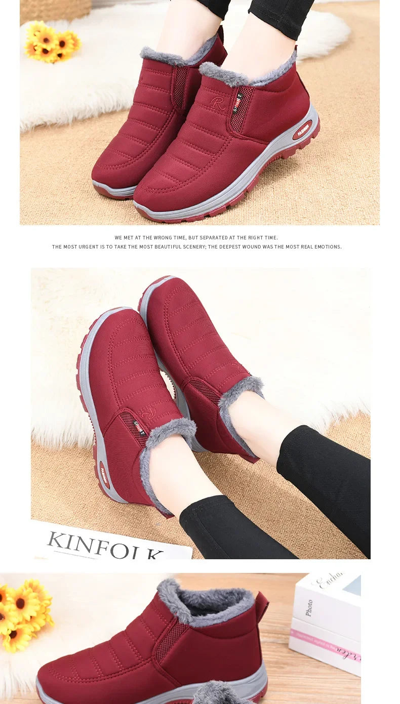 Winter 2025 new men's and women's cotton shoes with thick velvet and warm snow boots windproof couple's short boots anti slip