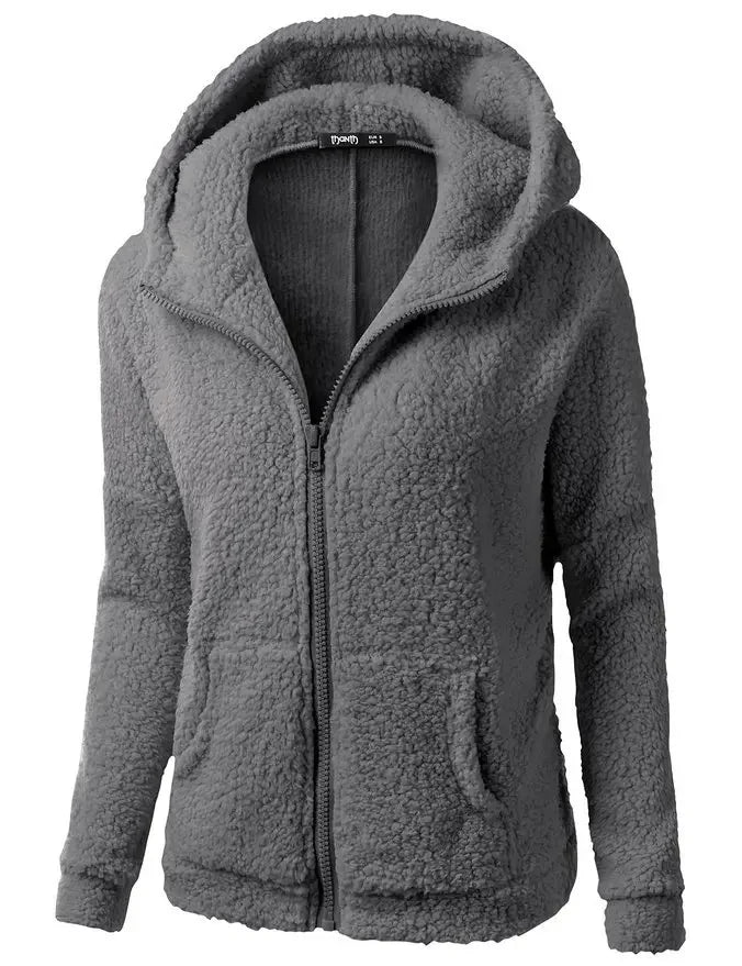 Autumn Winter Warm Jacket Women Hoodie Hooded 2025 Casual Female Hoodies Sweatershirt Zipper Coat Solid Soft Fleece Women Coat