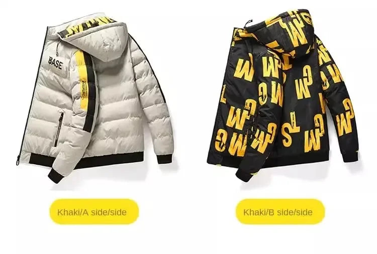 Men Autumn Winter Cotton Jacket Warm Comfortable Padded Thickened Down Jacket 2025 New Double-Sided Clothes Removable Cap M-6XL