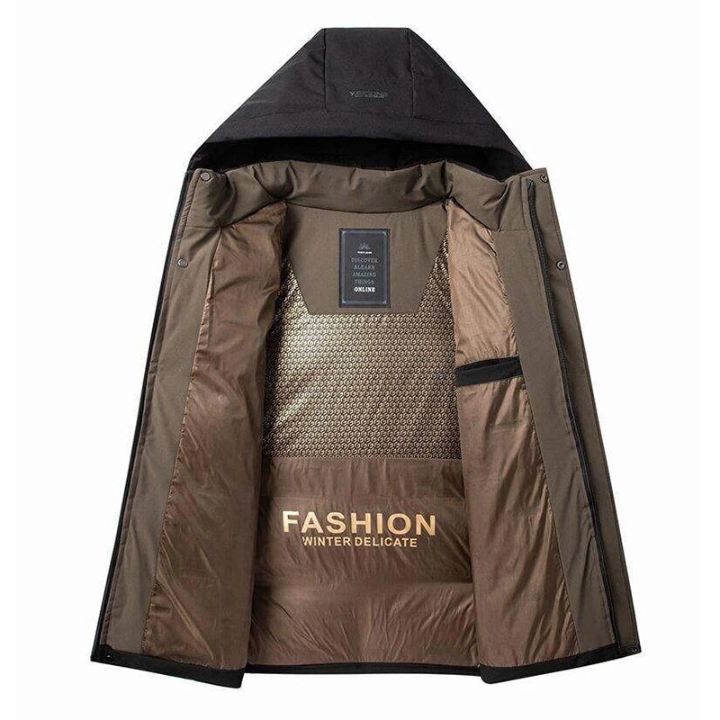 2025 Winter New Men's Graphene Thickened Warm Fashion Casual Hooded Cotton Jacket