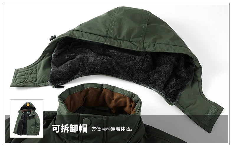 Winter Thicken Warm Men's Winter Jackets Casual Zipper Up Fleece Lining Jacket Windproof Thermal Parka Coat Outwear Clothing