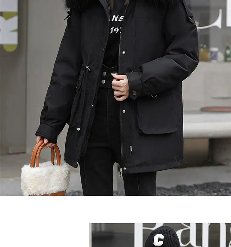 Winter Coat 2024 New Thicken Parker Women's Warm Detachable Inner Down Cotton Jacket Female Loose Warm Hooded Parkas Overcoat