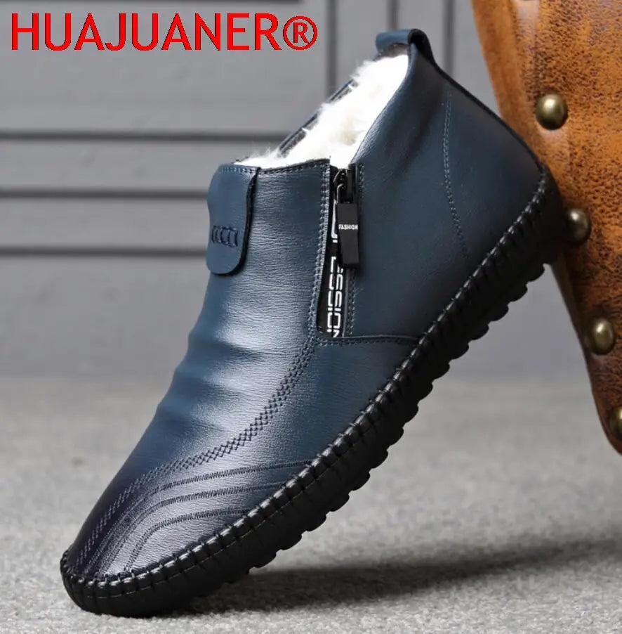 2025 Natural Wool Winter Shoes Men Genuine Leather Warmest Snow Boots Army Homme Walking Botas Hombre Platform Boots