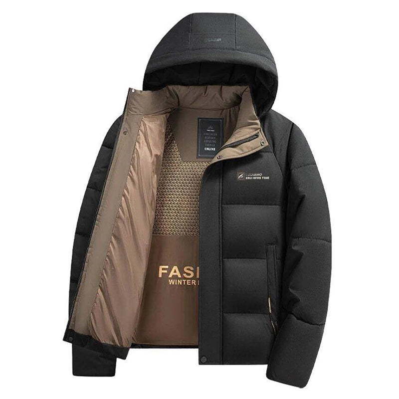2025 Winter New Men's Graphene Thickened Warm Fashion Casual Hooded Cotton Jacket