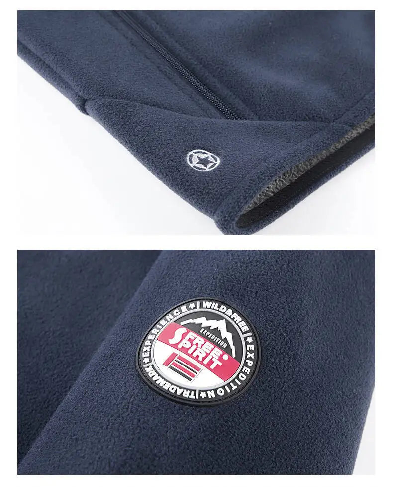 Men's Outdoor Sport Hooded Sweatshirt Jacket Warm Fleece Liner Windproof Softshell Inner Polar Fleece Coat with Zipper & Pockets