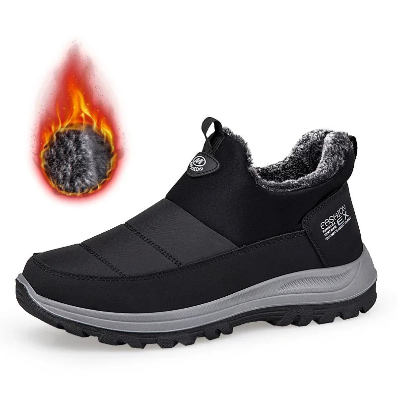 Men Boots Waterproof Winter Lightweight Snow Boots Thick Warm Fur Men Shoes Plus Size Unisex Ankle Boots Slip On Casual Shoes