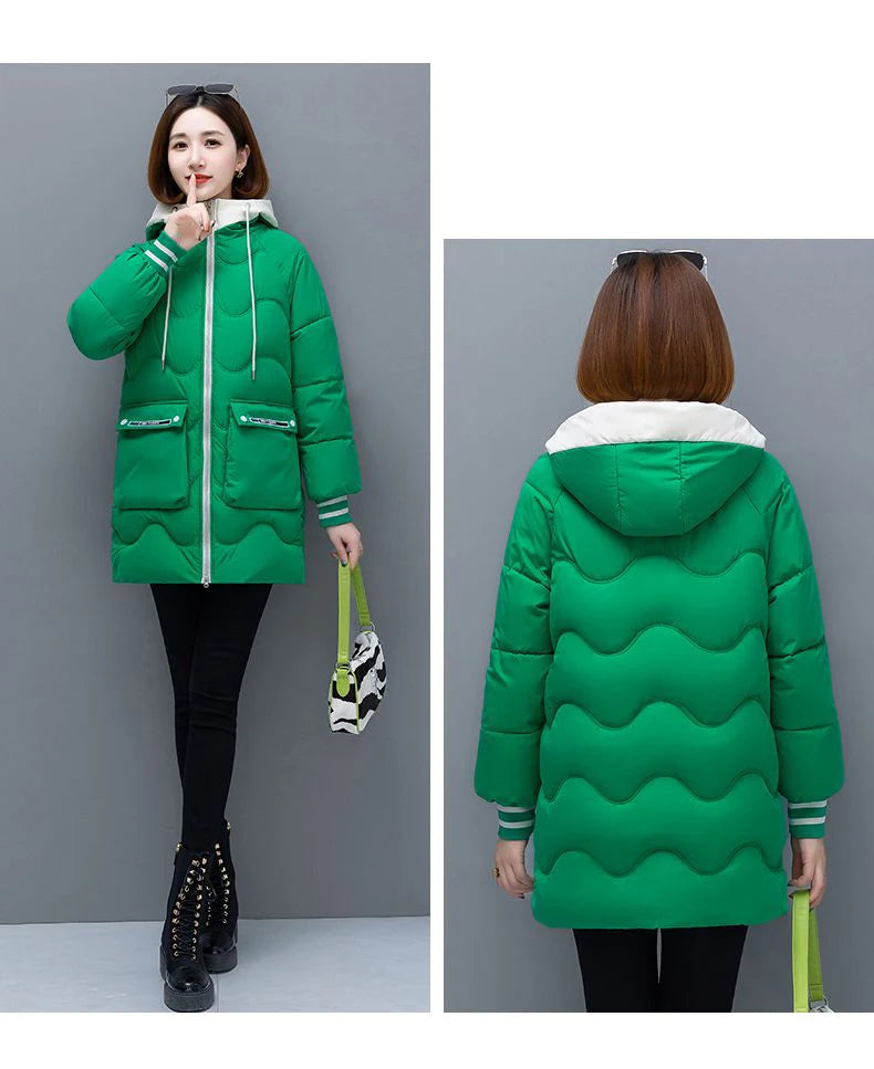 Long Winter Jacket Women Down Cotton Coats 2024 New Cotton Padded Puffer Parka Coat Women Hooded Outwear Thicken Warm Jacket 4XL