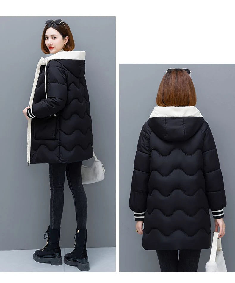 Long Winter Jacket Women Down Cotton Coats 2024 New Cotton Padded Puffer Parka Coat Women Hooded Outwear Thicken Warm Jacket 4XL