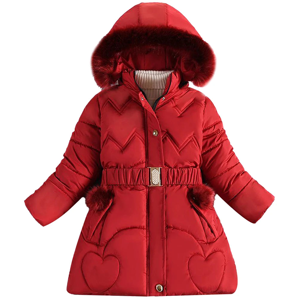 Girls' Winter Jacket with Hood,Children's Winter Coat,Warm Quilted Jacket,Kids Down Cottob Jacket,Outdoor Windproof Puffer Coat