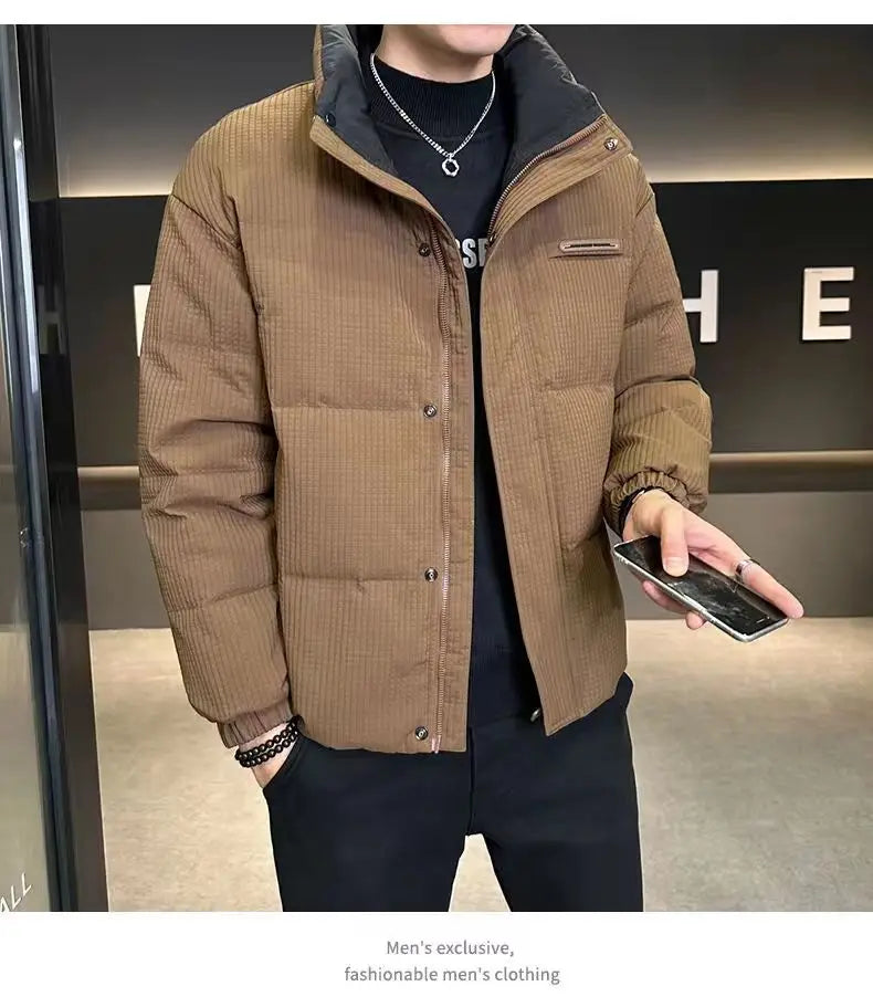 Winter New Shorts high-end White Duck Down Jacket Men Waterproof Casual Outdoor Portable Lightweight Plaid Male Padded Coats