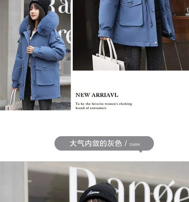 Winter Coat 2024 New Thicken Parker Women's Warm Detachable Inner Down Cotton Jacket Female Loose Warm Hooded Parkas Overcoat