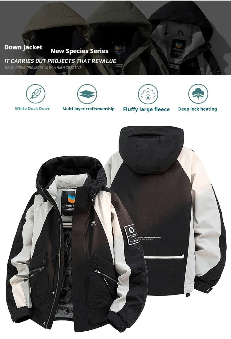 Winter Down Jacket - Outdoor Spliced Parka Outerwear