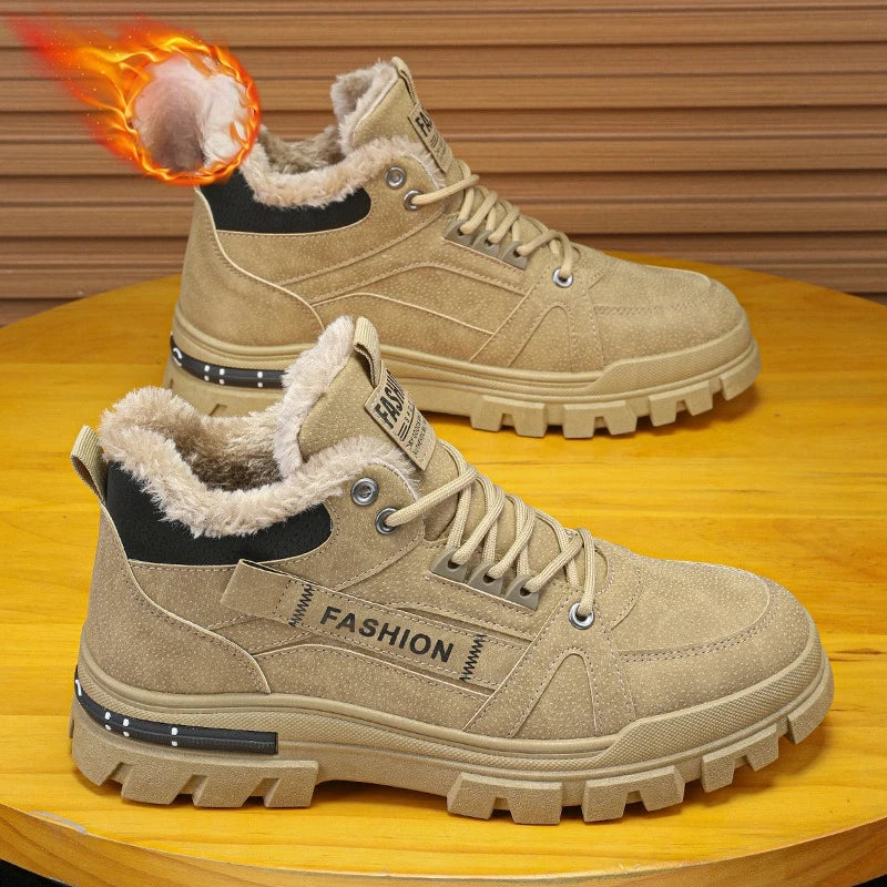 Winter Sneakers Men's New Warm Cotton Boots with Thick Soles Versatile Snow Anti Slip Outdoor Leisure Hiking Cotton Shoes Botas