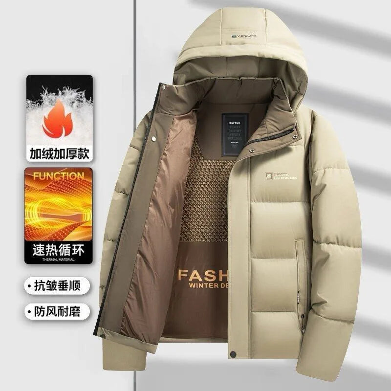 2025 Winter New Men's Graphene Thickened Warm Fashion Casual Hooded Cotton Jacket
