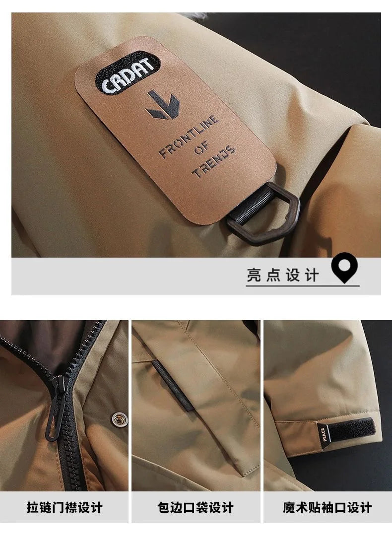 2024 Autumn/Winter New Fashion Solid Color Thick Warm Hooded Coat Men's Casual Loose High-Quality Plus-Size Cotton-Padded Jacket