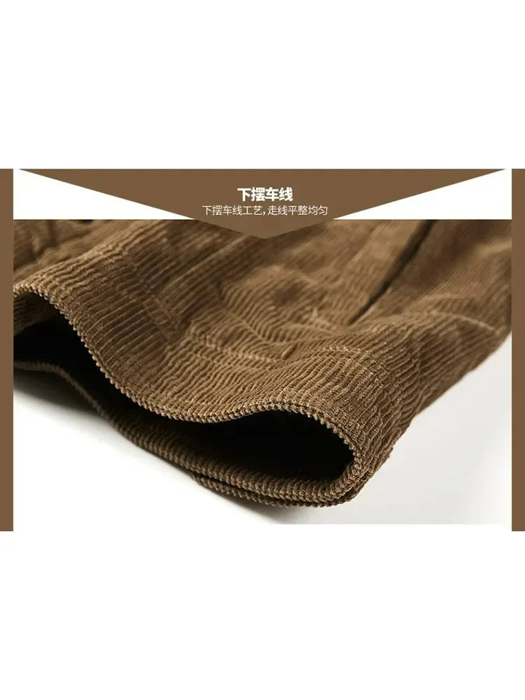 Male Cotton Jackets Padded Warm Loose Parka Coat Corduroy Short Jacket Man Solid Fur Collar Windbreaker Winter Men Fleece Jacket