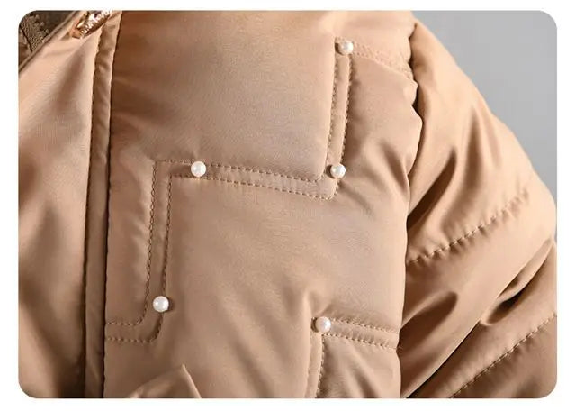 Thick Keep Warm Winter Girls Jacket Detachable Hat Plush Collar Hooded Padded Lining Coat For Kids Children Birthday Present