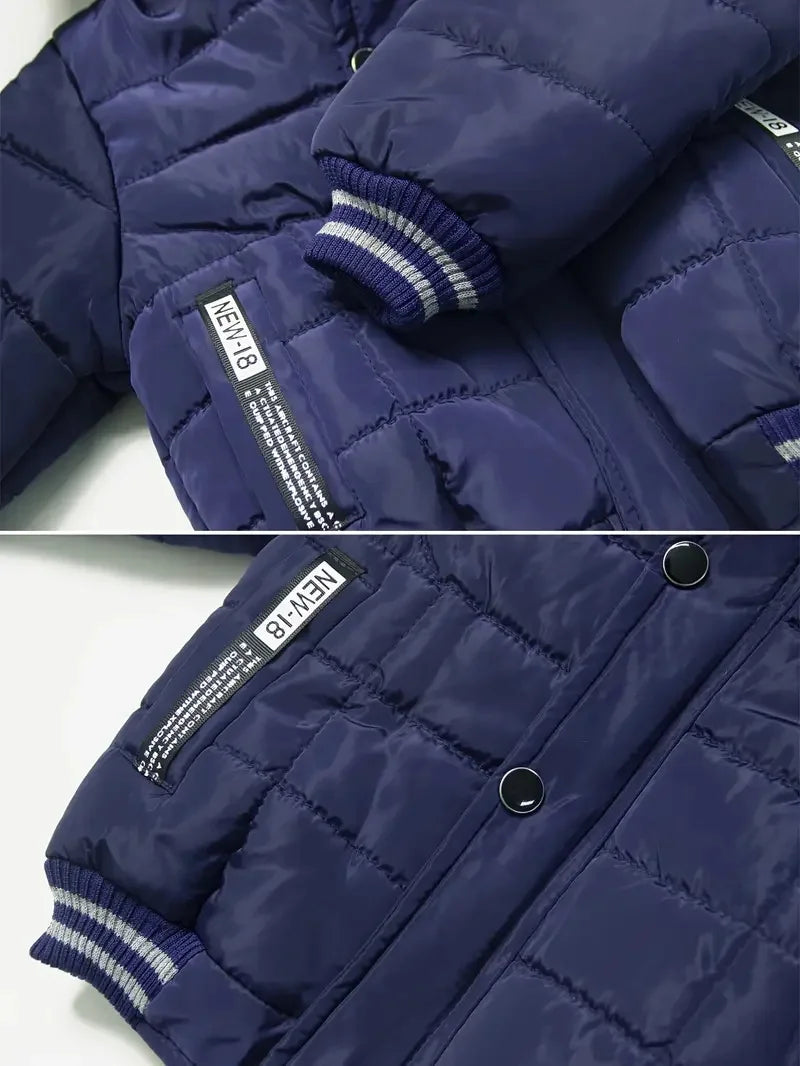 Winter Autumn Boys Girls Thick Jackets Kids Padded Fleece Warm Coats Children Hooded Cotton Outerwear Kids Snowsuit Clothes