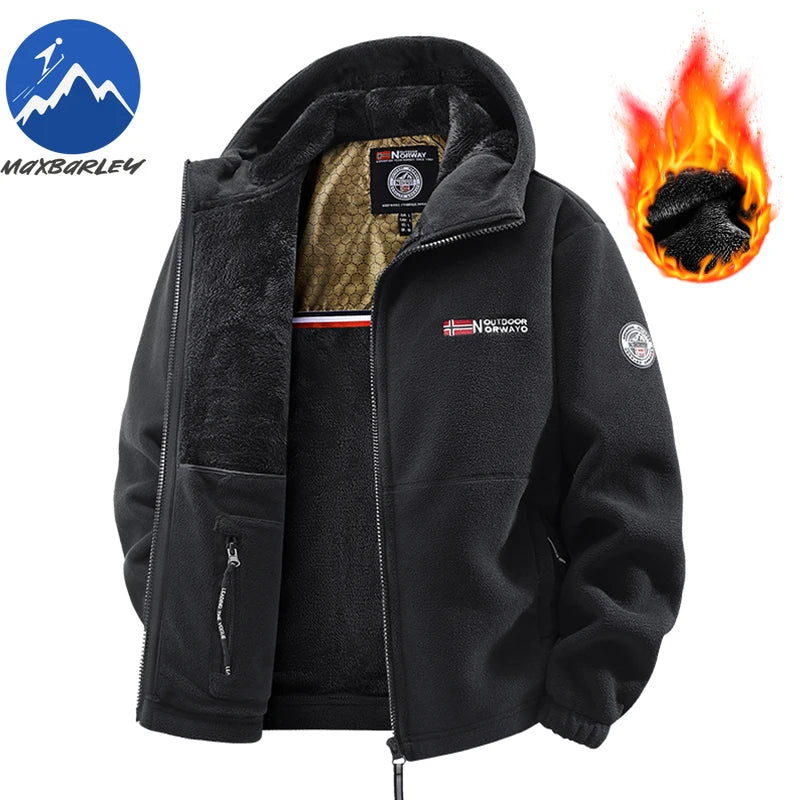 Mens Retro Fleece Clothing Coat Autumn Winter Fashion Graphenewarm Hooded Jacket Jogger Hiking Sports With Thick Cardigan Jacket