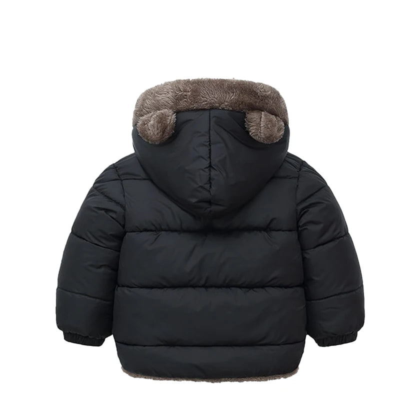 Winter Kids Thick Jacket Boys Girls Cotton-Padded Cashmere Hooded Coat Chilren Fleece Warm Outerwear Clothing for 2 3 4 5 6Years