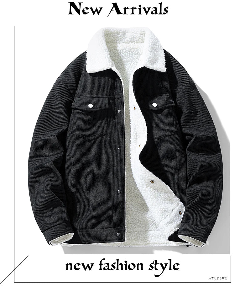 Men's Jackets and Coats Fashion Warm Corduroy Thick Coats 2024 Winter Fashion Men's Coats Down Jackets Men's Cotton Clothing