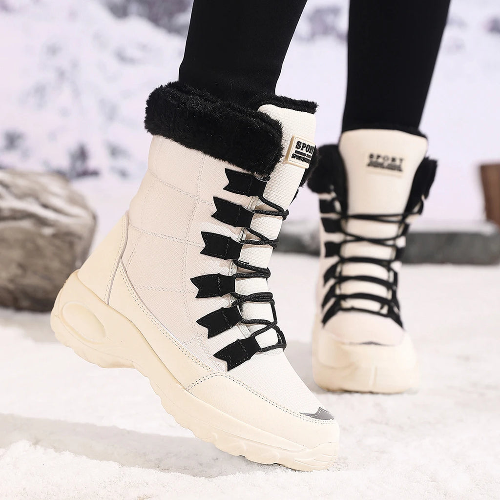 Winter Shoes Waterproof Slip on Women Comfortable Outdoor Ankle Hiking Boots Women High Boots Platform Fur Warm Snow Boots
