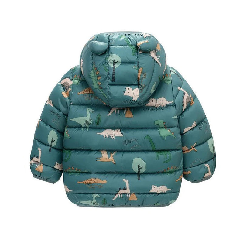 Boys Girls Lightweight Down Jacket Baby Hooded  Zipper Coats Autumn Winter Warm Outerwear 0-5 Years Kids Christmas Birthday Gift